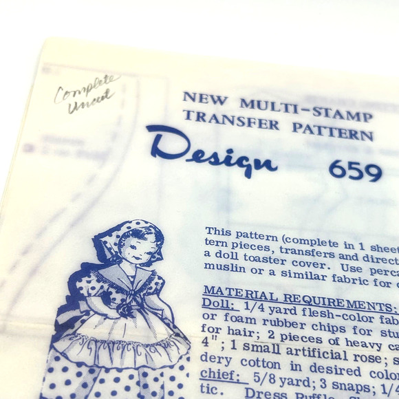 Vintage Mail Order Doll Toaster Cover Transfer Pattern #659 - Picture 2 of 7
